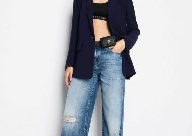 Armani Exchange γυναικείο τζην παντελόνι βαμβακερό πεντάτσεπο Straight Fit - 3DYJ52Y16GZ Μπλε - ARMANI EXCHANGE - 