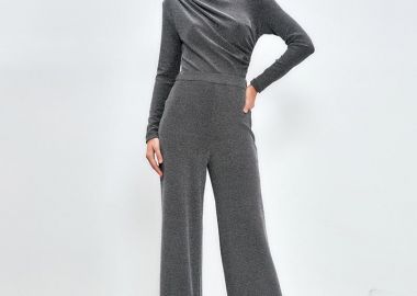 Aruna γυναικεία παντελόνα λούρεξ γκρι - SOU - 