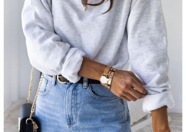 ASH GREY CROP SWEATSHIRT - fashionroom - 
