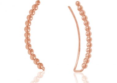 Ασημένια climbers σκουλαρίκια σε σχήμα ενωμένες μπίλιες επιχρυσωμένα με ροζ χρυσό -  - 