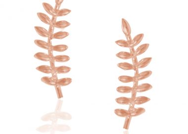 Ασημένια clmbers σκουλαρίκια σε λεπτοδουλεμένο σχέδιο φύλλα επιχρυσωμένα με ροζ χρυσό -  - 