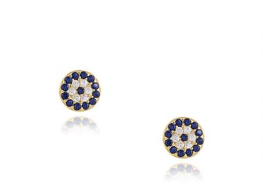 Ασημένια καρφωτά σκουλαρίκια διακοσμημένα με εντυπωσιακά ζιργκόν σε σχήμα ματάκι σε μικρό μέγεθος επιχρυσωμένα -  - 