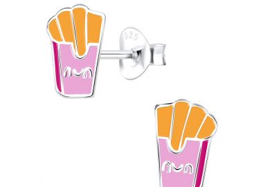 Ασημένια καρφωτά σκουλαρίκια με ιδιαίτερο σχέδιο -  - 