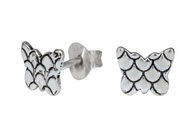 Ασημένια καρφωτά σκουλαρίκια σε σχέδιο πεταλούδας -  - 