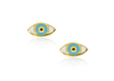 Ασημένια κουλαρίκια με το ματάκι επιχρυσωμένα -  - 