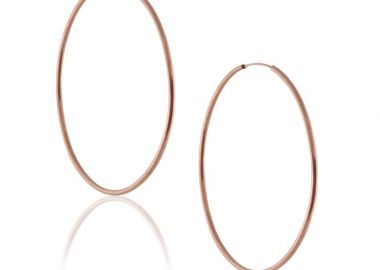 Ασημένια λεπτά σκουλαρίκια κρίκοι σε μεγάλο μέγεθος επιχρυσωμένα με ροζ χρυσό -  - 