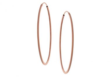 Ασημένια σκουλαρίκια κρίκοι με διάμετρο 5 εκατοστά επιχρυσωμένα με ροζ χρυσό -  - 