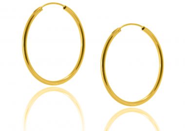 Ασημένια σκουλαρίκια κρίκοι με λεία επιφάνεια επιχρυσωμένα -  - 