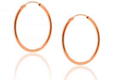 Ασημένια σκουλαρίκια κρίκοι με λεία επιφάνεια επιχρυσωμένα με ροζ χρυσό -  - 