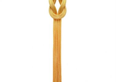 Ασημένιο 925 επιχρυσωμένο Κ24 ψαθωτό κολιέ με διπλή αλυσίδα ''Κόμπος του Ηρακλή'' -  - 