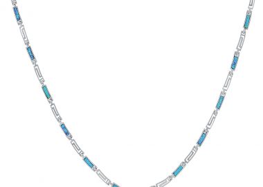 Ασημένιο κολιέ με μαίανδρο και μπλε οπάλ πέτρα -  - 