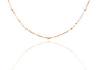 Ασημένιο κολιέ με μικροσκοπικές μπίλιες επιχρυσωμένο με ροζ χρυσό -  - 