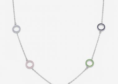 Ασημένιο Κολιέ με πολύχρωμους στρογγυλούς Κρίκους από Σμάλτο -  - 