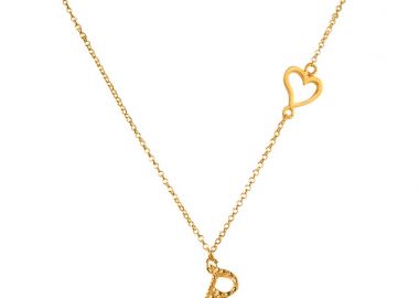 Ασημένιο κολιέ με το Γράμμα “Β” με καρδιά επιχρυσωμένο -  - 