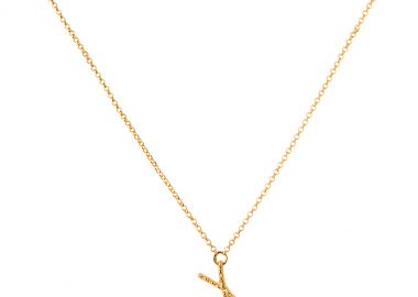 Ασημένιο κολιέ με το γράμμα “Χ” επιχρυσωμένο -  - 