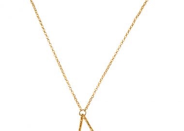 Ασημένιο κολιέ με το γράμμα “Δ” επιχρυσωμένο -  - 