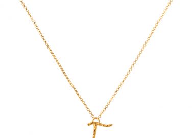 Ασημένιο κολιέ με το γράμμα “Γ” επιχρυσωμένο -  - 