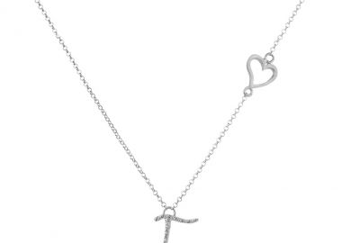 Ασημένιο κολιέ με το γράμμα “Γ” με καρδιά -  - 