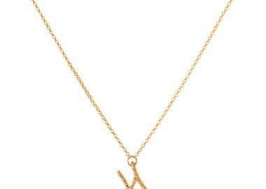 Ασημένιο κολιέ με το γράμμα “Η” επιχρυσωμένο -  - 