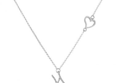 Ασημένιο κολιέ με το γράμμα “Η” με καρδιά -  - 