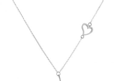 Ασημένιο κολιέ με το γράμμα “Ι” με καρδιά -  - 