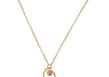 Ασημένιο κολιέ με το γράμμα “Ο” επιχρυσωμένο -  - 