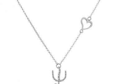 Ασημένιο κολιέ με το γράμμα “Ψ” με καρδιά -  - 