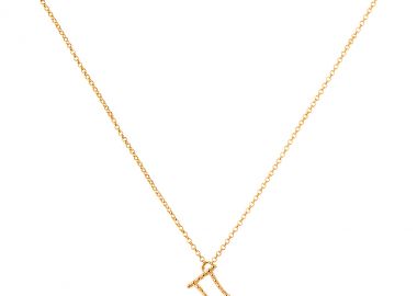 Ασημένιο κολιέ με το γράμμα “Π” επιχρυσωμένο -  - 