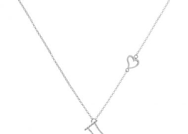 Ασημένιο κολιέ με το γράμμα “Π” με καρδιά -  - 