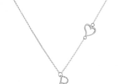 Ασημένιο κολιέ με το γράμμα “Ρ” με καρδιά -  - 