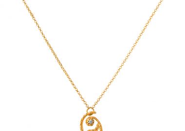 Ασημένιο κολιέ με το γράμμα “Θ” επιχρυσωμένο -  - 