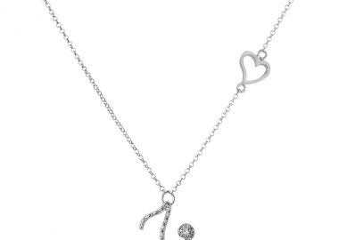 Ασημένιο κολιέ με το γράμμα “Ζ” με καρδιά -  - 