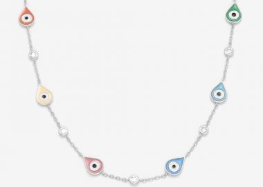 Ασημένιο Kολιέ με Ζιργκόν και πολύχρωμα Μοτίφς από Σμάλτο -  - 