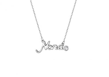 Ασημένιο κολιέ Nona με λευκό ζιργκόν -  - 