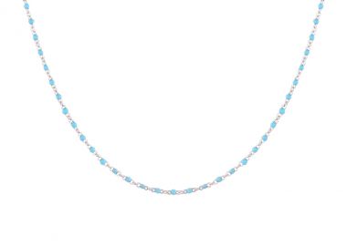 Ασημένιο Κολιέ Ροζάριο με Γαλάζιο Σμάλτο -  - 