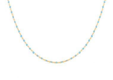 Ασημένιο Κολιέ Ροζάριο με Γαλάζιο Σμάλτο επιχρυσωμένο -  - 