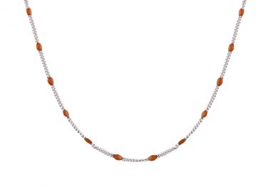 Ασημένιο Κολιέ Ροζάριο με Καφέ Σμάλτο -  - 