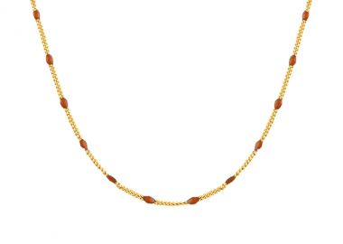 Ασημένιο Κολιέ Ροζάριο με Καφέ Σμάλτο επιχρυσωμένο -  - 