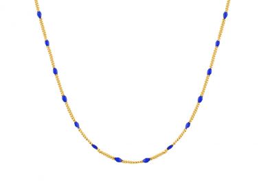 Ασημένιο Κολιέ Ροζάριο με Μπλε Σμάλτο επιχρυσωμένο -  - 