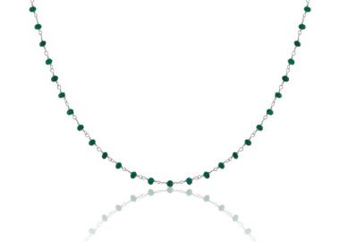 Ασημένιο κολιέ ροζάριο με πράσινες jade πέτρες -  - 