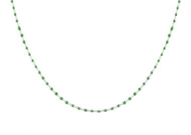 Ασημένιο Κολιέ Ροζάριο με Πράσινο Σμάλτο -  - 