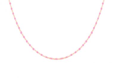 Ασημένιο Κολιέ Ροζάριο με Ροζ Σμάλτο επιχρυσωμένο με ροζ χρυσό -  - 