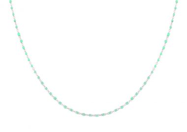 Ασημένιο Κολιέ Ροζάριο με Σιέλ Σμάλτο -  - 