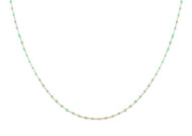 Ασημένιο Κολιέ Ροζάριο με Σιέλ Σμάλτο επιχρυσωμένο με ροζ χρυσό -  - 