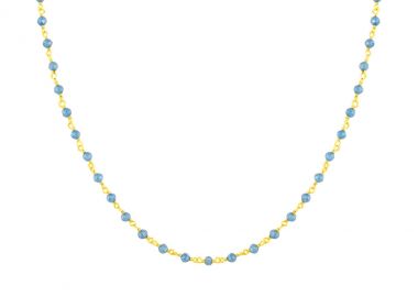 Ασημένιο Κολιέ Ροζάριο με Ζιργκόν πέτρα σε χρώμα Μπλε του Πάγου επιχρυσωμένο -  - 