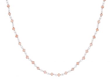 Ασημένιο Κολιέ Ροζάριο με Ζιργκον πέτρα σε χρώμα Σαμπανιζέ -  - 