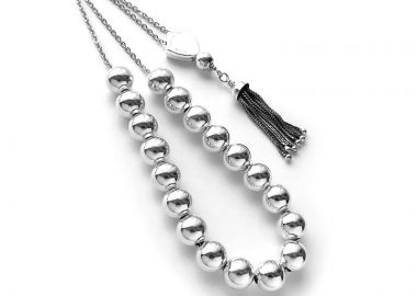 Ασημένιο κομπολόι λουστρέ μπίλιες 10mm - Asimenio - 