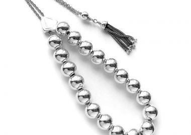 Ασημένιο κομπολόι λουστρέ μπίλιες 12mm - Asimenio - 