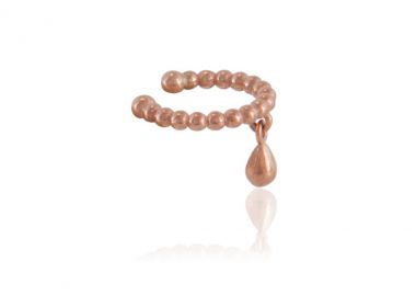 Ασημένιο μονό Ear Cuff σκουλαρίκι επιχρυσωμένο με ροζ χρυσό με μπίλιες και κρεμαστό σχέδιο -  - 