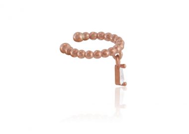 Ασημένιο μονό σκουλαρίκι Ear Cuff με ζιργκόν επιχρυσωμένο με ροζ χρυσό -  - 